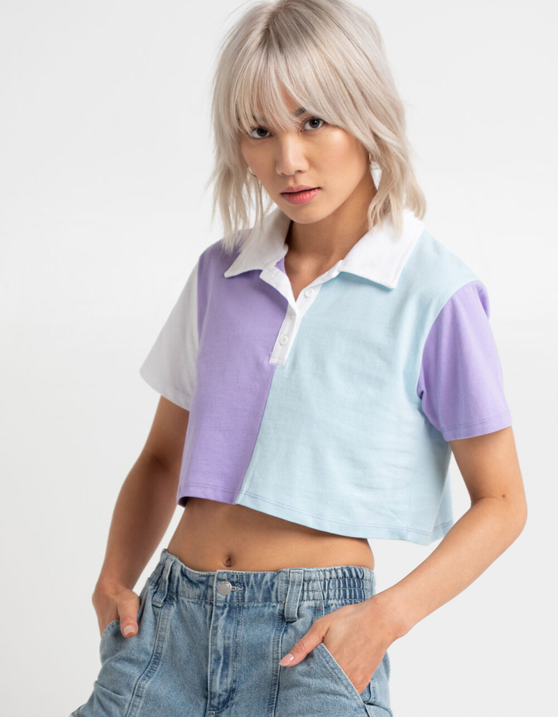 FULL TILT Color Blocked Womens Polo Shirt - LAVENDAR | Tillys
