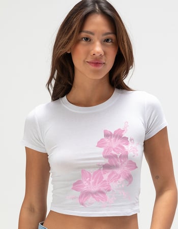FLOWER Pink Iris Trio Womens Baby Tee Primary Image