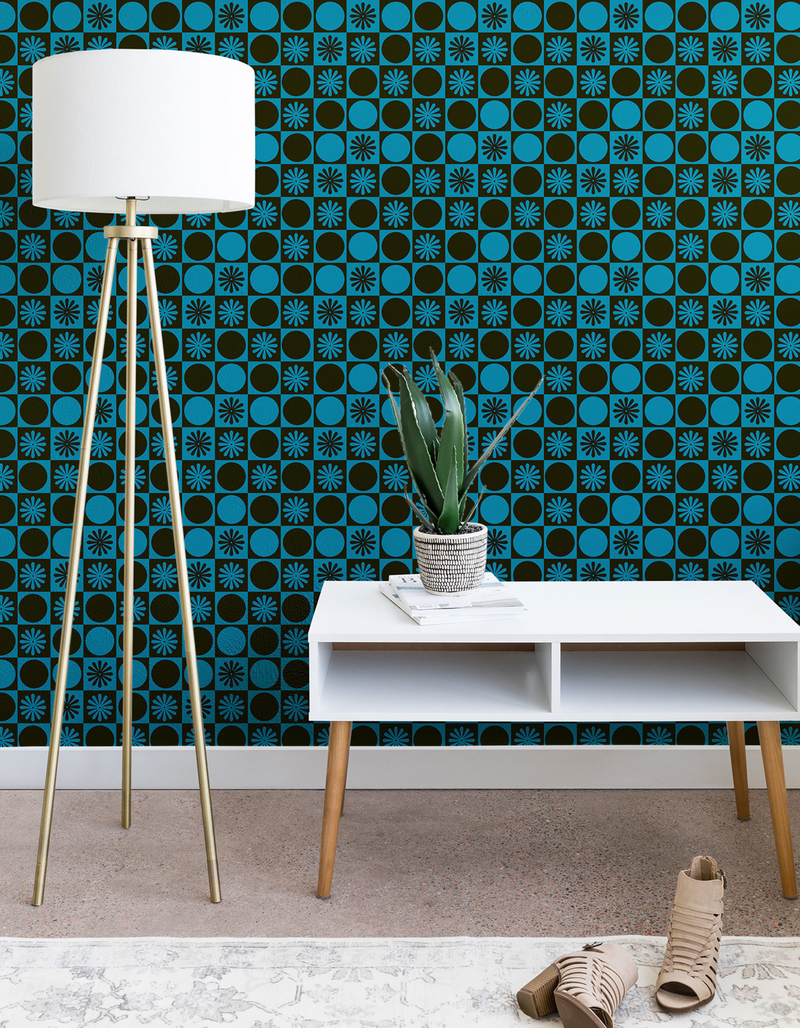 DENY DESIGNS Gnomeapple Muted Retro Checkered Pattern  2" x 10" Wallpaper Panel image number 2