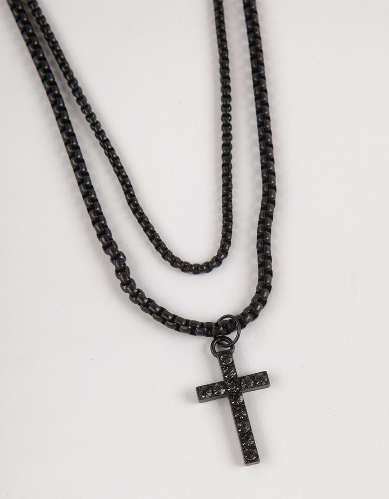 RSQ Cross Layered Chain Necklace image number 1