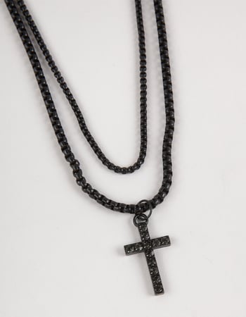 RSQ Cross Layered Chain Necklace Alternative Image