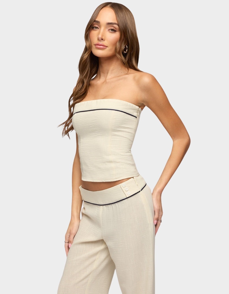 EDIKTED Dorine Contrast Woven Strapless Top image number 1