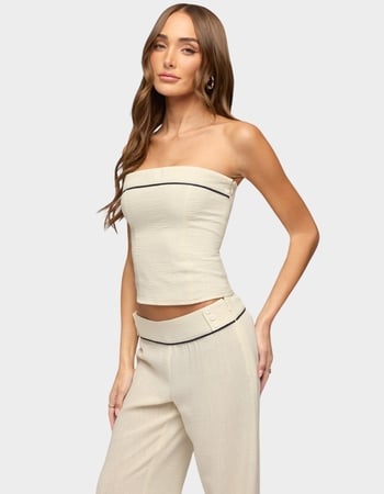 EDIKTED Dorine Contrast Woven Strapless Top Alternative Image