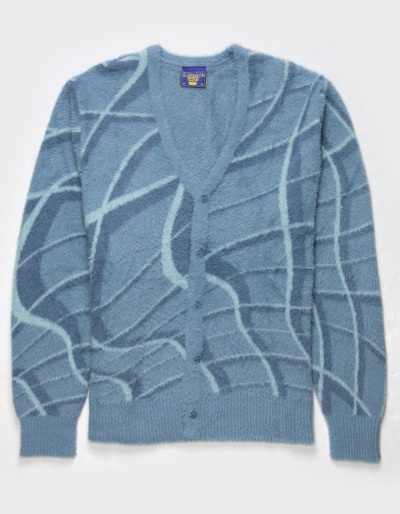 CONEY ISLAND PICNIC Plaid Fuzzy Mens Cardigan image number 0