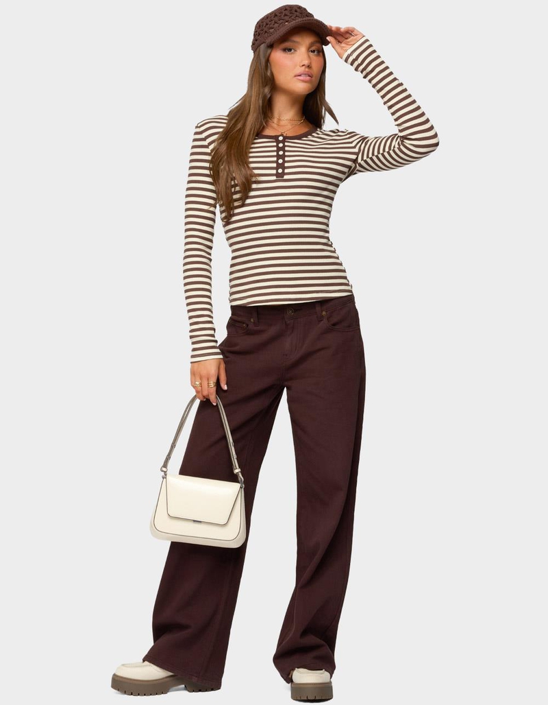 EDIKTED Roma Striped Henley Top image number 4