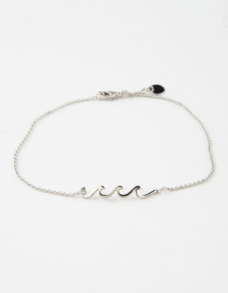 PURA VIDA Delicate Wave Silver Anklet image number 0