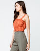 SKY AND SPARROW Eyelet Button Front Rust Womens Crop Cami image number 2