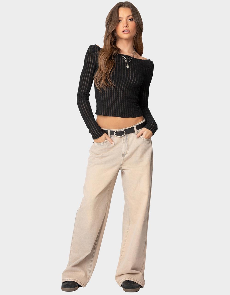 EDIKTED Textured Sheer Boat Neck Top image number 4