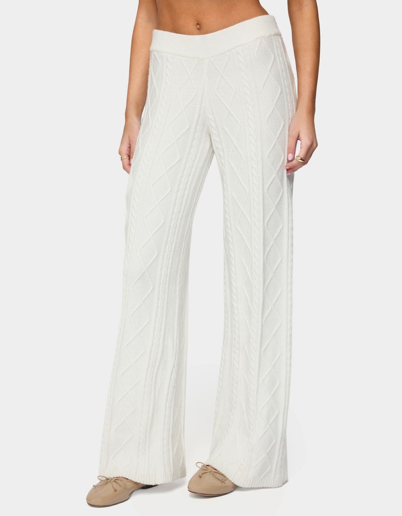 EDIKTED Louise Straight Leg Cable Knit Pants image number 1
