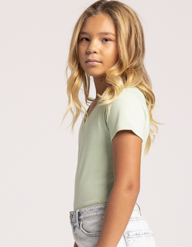 FULL TILT Essentials Girls V Neck Rib Tee image number 1
