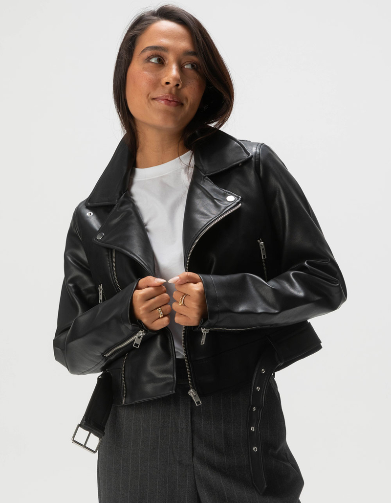 JJXX Jose Womens Faux Leather Biker Jacket image number 4