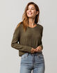 SKY AND SPARROW Crop Olive Womens Hooded Sweater image number 2