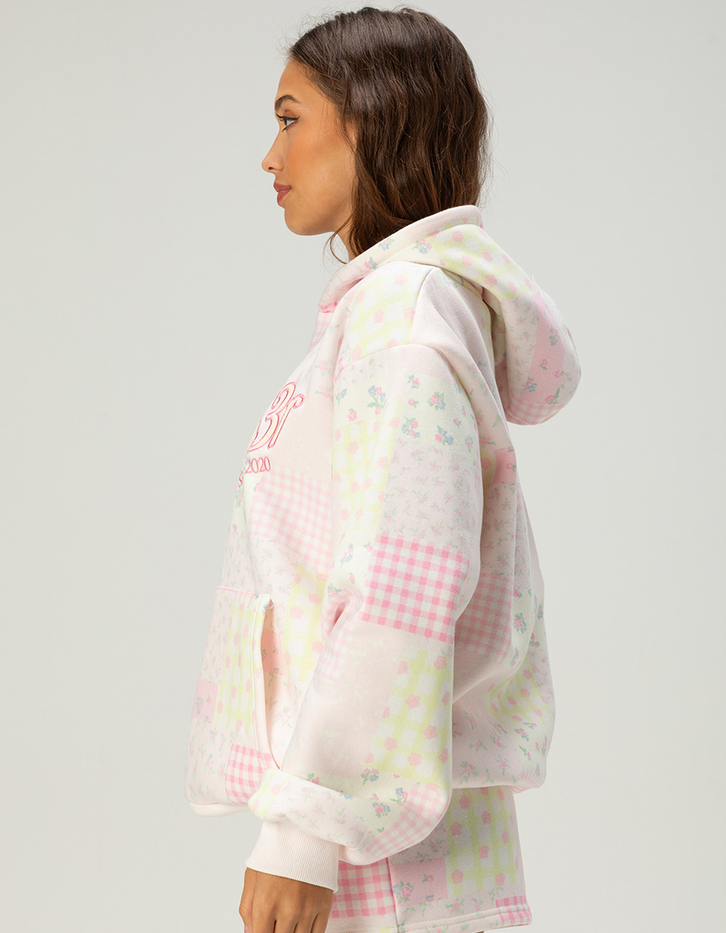 HAPPY CAMP3R Pink Patchwork Womens Hoodie image number 2