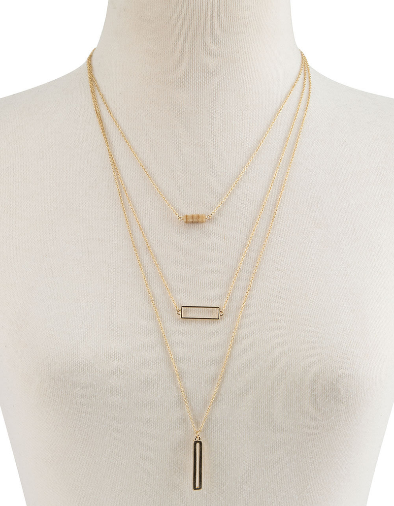 FULL TILT Layered Crystal & Bar Necklace image number 1