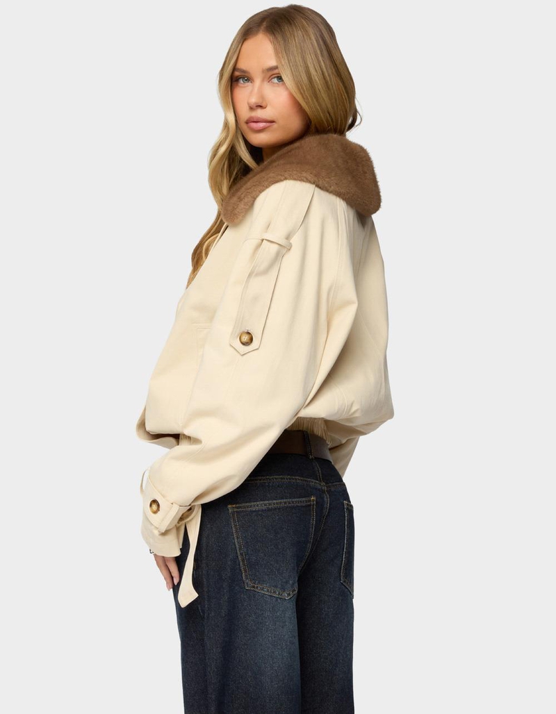 EDIKTED Detachable Faux Fur Trench Coat image number 2