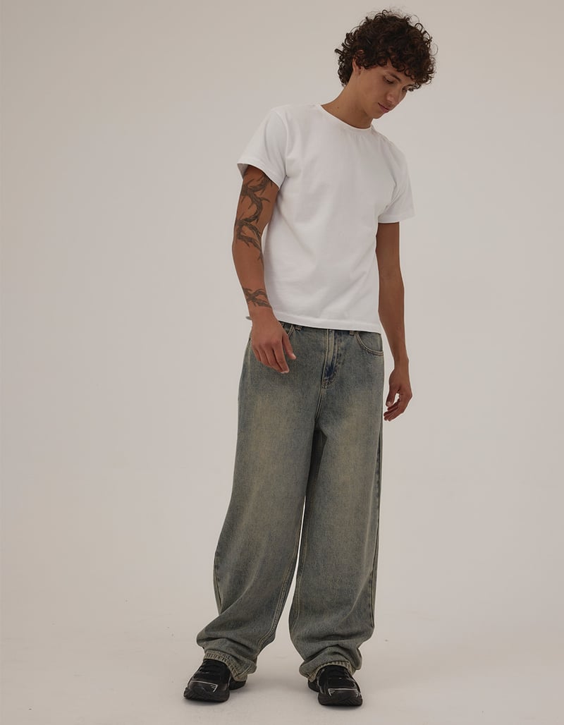 RSQ Mens Embroidered Extra Baggy Jeans image number 11