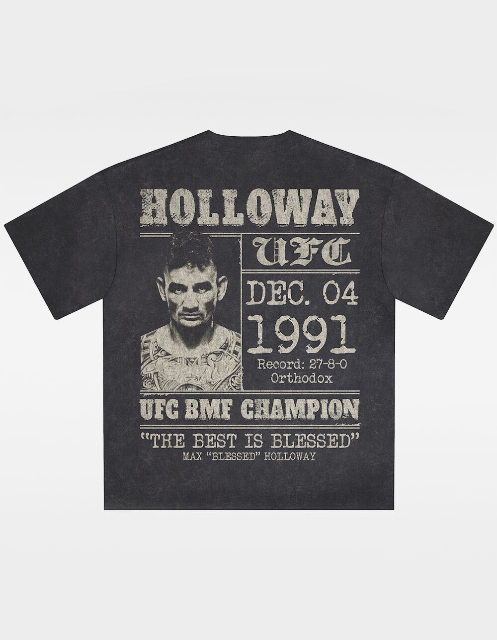 UFC Max Holloway Wanted Mens Boxy Tee - WASHED BLACK | Tillys