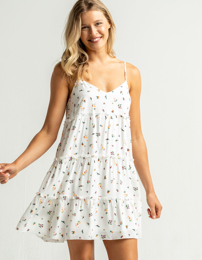 LOVE FIRE Ditsy Tier White Babydoll Dress image number 0