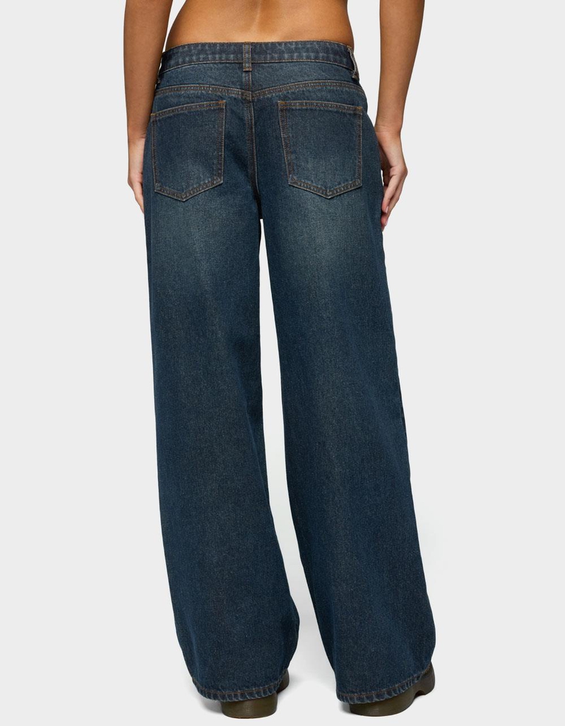 EDIKTED Heart Pockets Low Rise Baggy Jeans image number 2