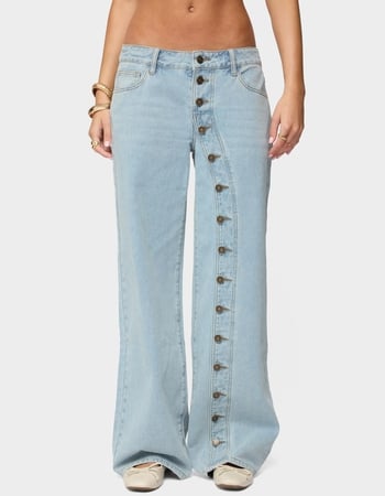 EDIKTED Adison Button Low Rise Baggy Jeans Primary Image