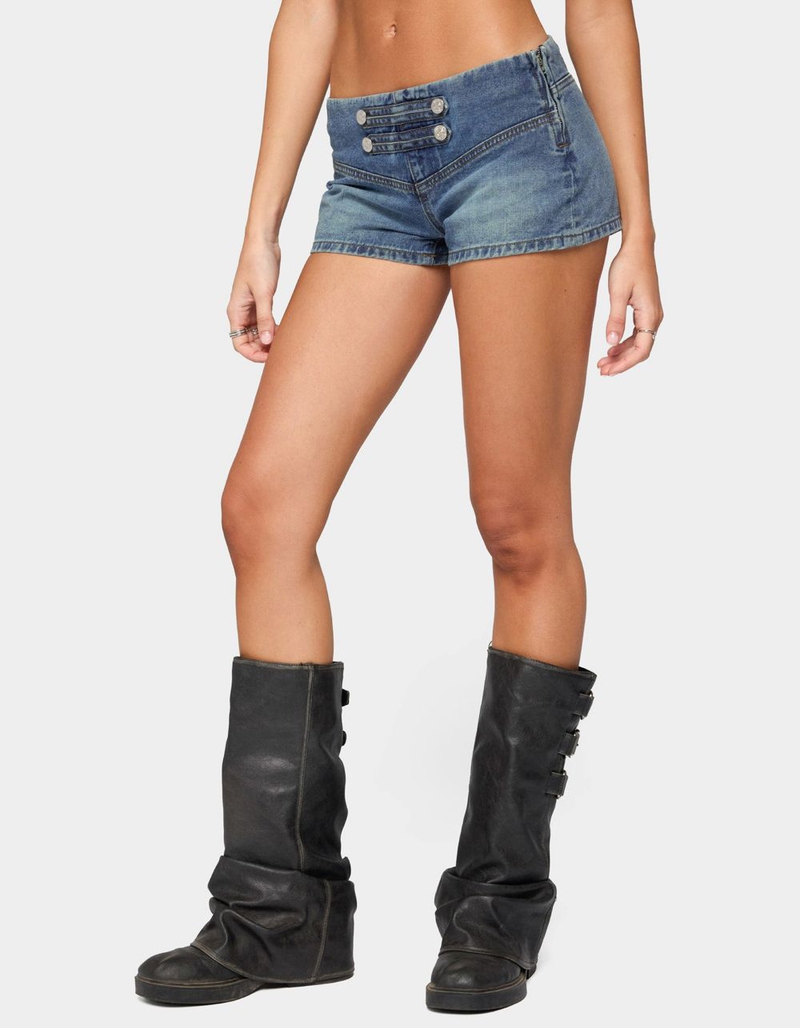 EDIKTED Jazzy Denim Naploeon Shorts image number 1