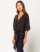 IVY & MAIN Floral Tie Front Black Womens Top image number 2