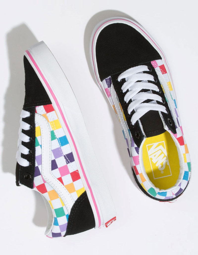 VANS Checkerboard Old Skool Rainbow Girls Shoes image number 2