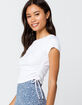 SKY AND SPARROW Solid Cinch Side Womens White Tee image number 1
