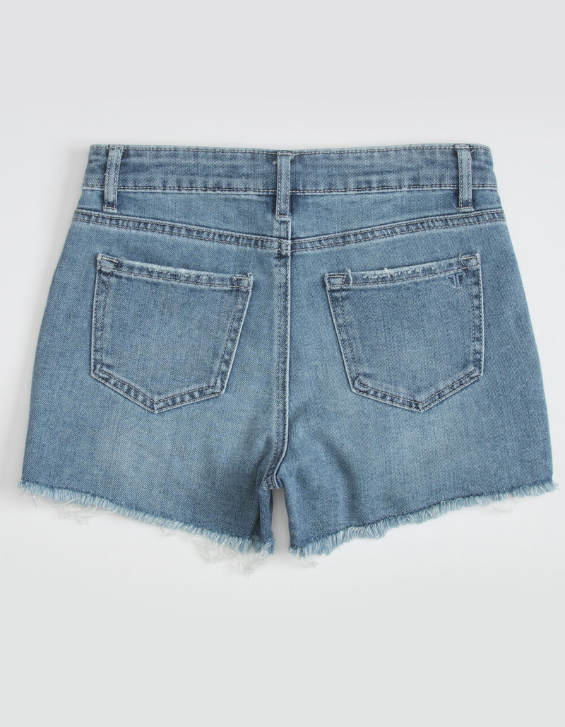 TRACTR High Waist Frayed Girls Denim Shorts image number 1