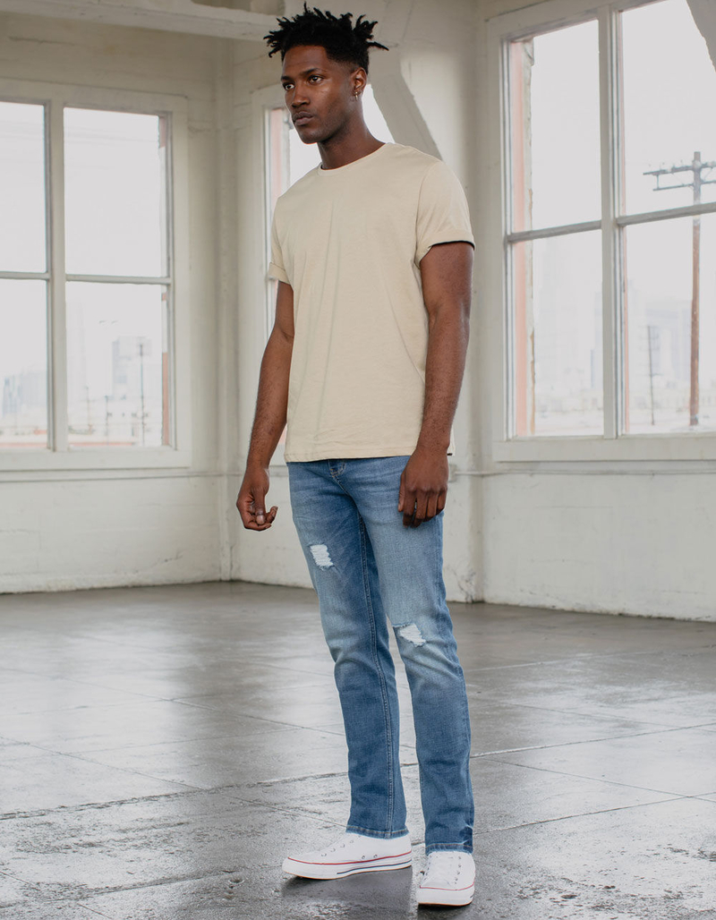 RSQ Mens Slim Medium Vintage Flex Ripped Jeans image number 0