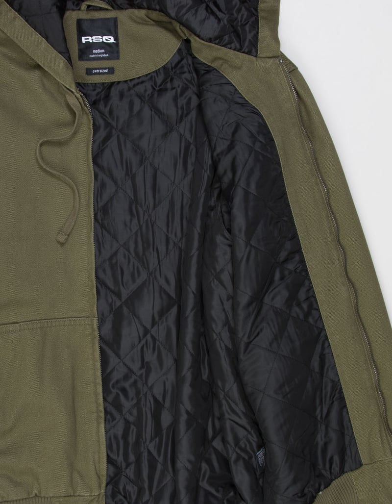 RSQ Mens Oversized Hooded Twill Jacket - OLIVE