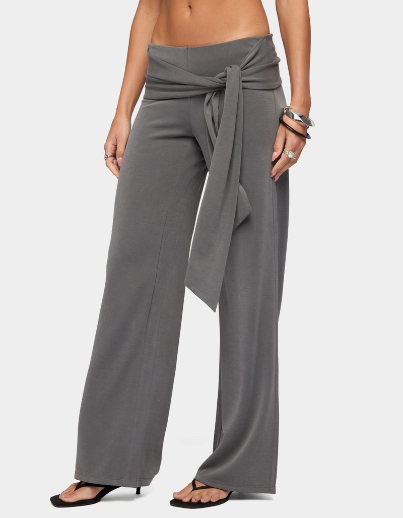 EDIKTED Xyla Straight Leg Tie Pants image number 1