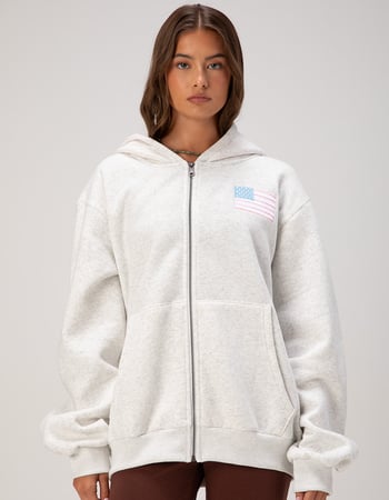 HAPPY CAMP3R Pink Flag Womens Zip-Up Hoodie Alternative Image