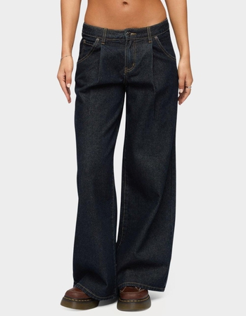 EDIKTED Pleated Low Rise Wide Leg Jeans Primary Image