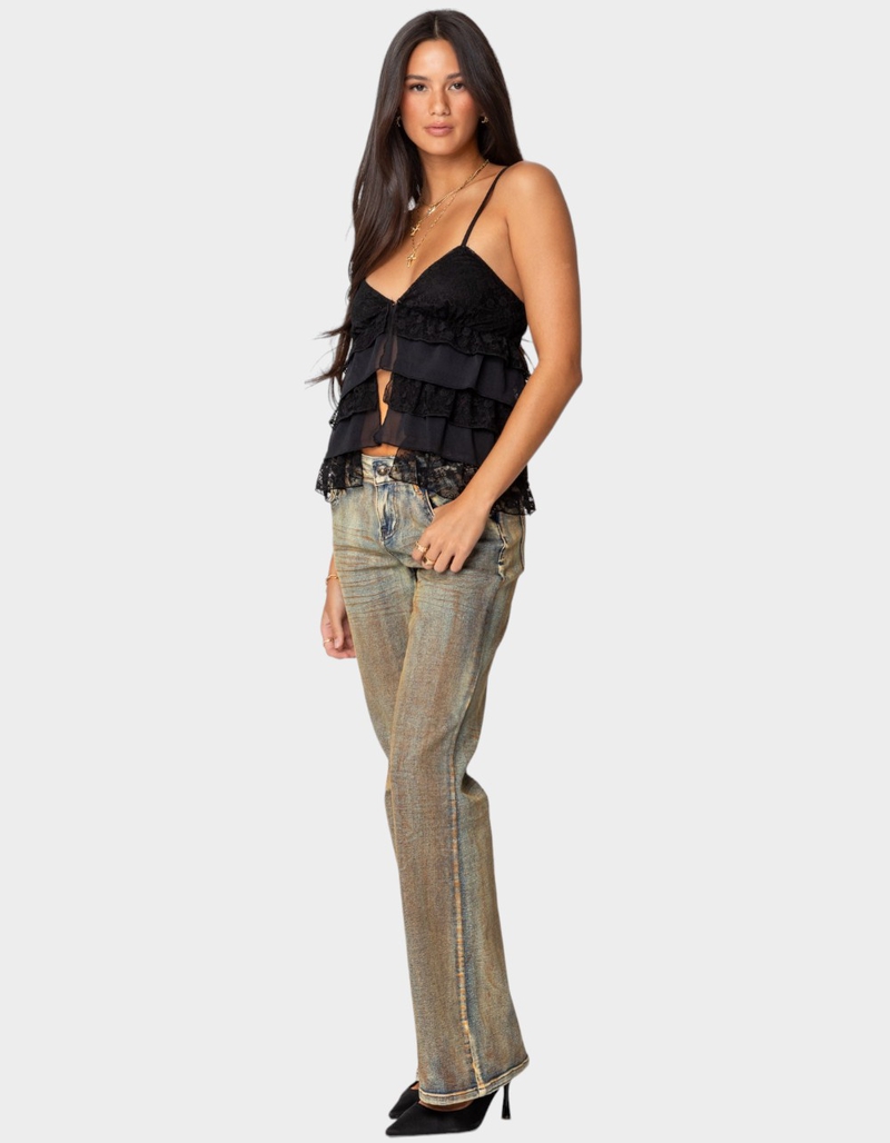EDIKTED Lacey Split Front Ruffle Tank Top image number 3