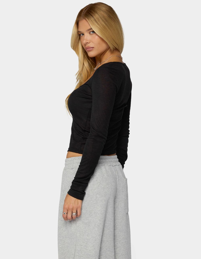 EDIKTED Amanita Scoop Neck Long Sleeve Top image number 2