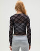 RSQ Womens Plaid Mesh Button Front Long Sleeve Top image number 4