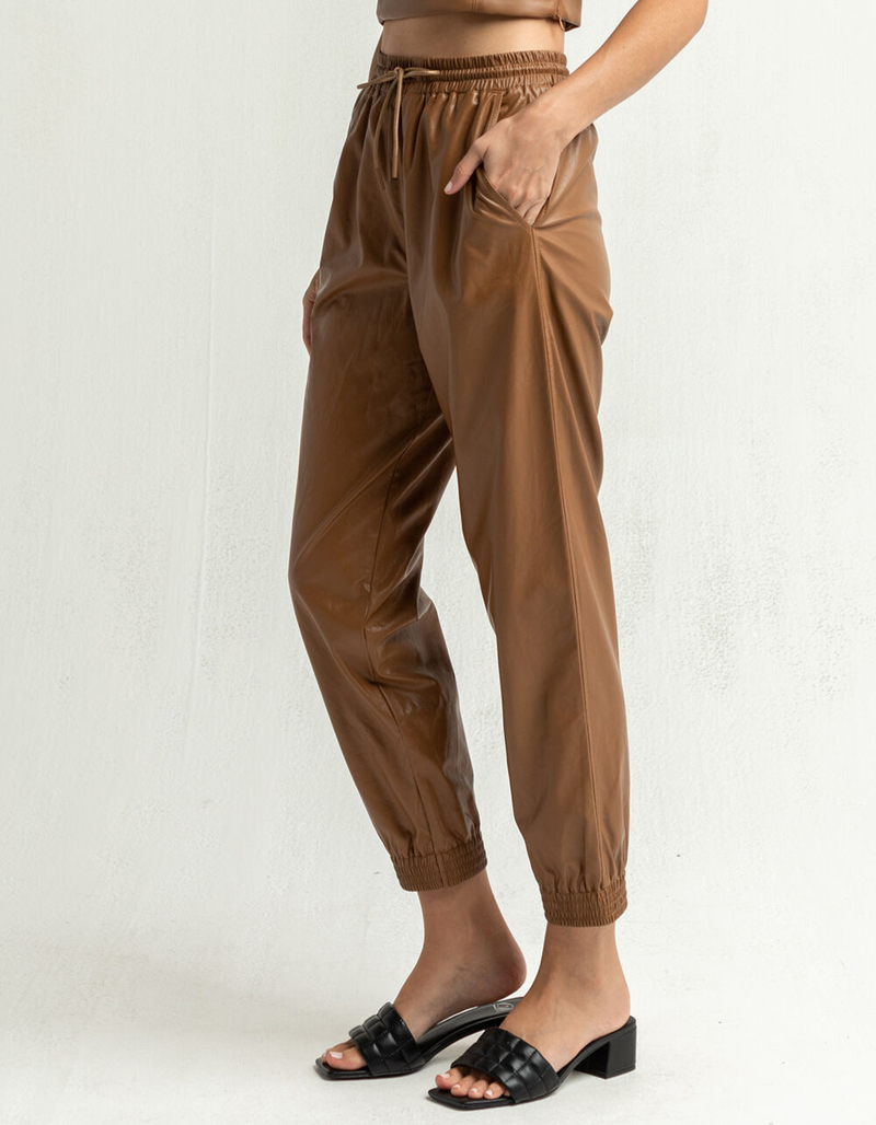 WEST OF MELROSE Vegan Leather Womens Joggers image number 2