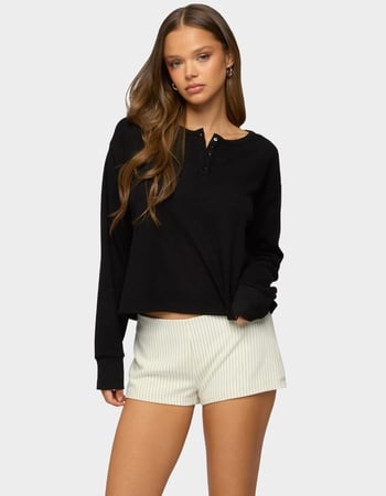 EDIKTED Deni Long Sleeve Henley Waffle Top Primary Image