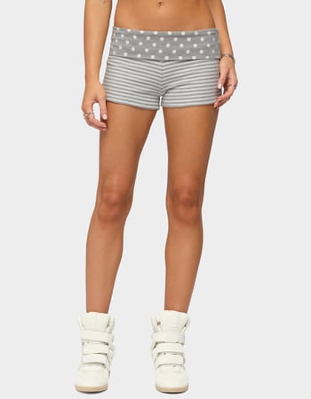 EDIKTED Presley Stripe & Polka Dot Foldover Shorts Primary Image