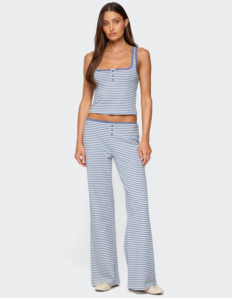 EDIKTED Monti Striped Henley Tank Top image number 1