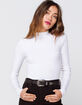 DESTINED Rib Mock Neck White Womens Tee image number 1