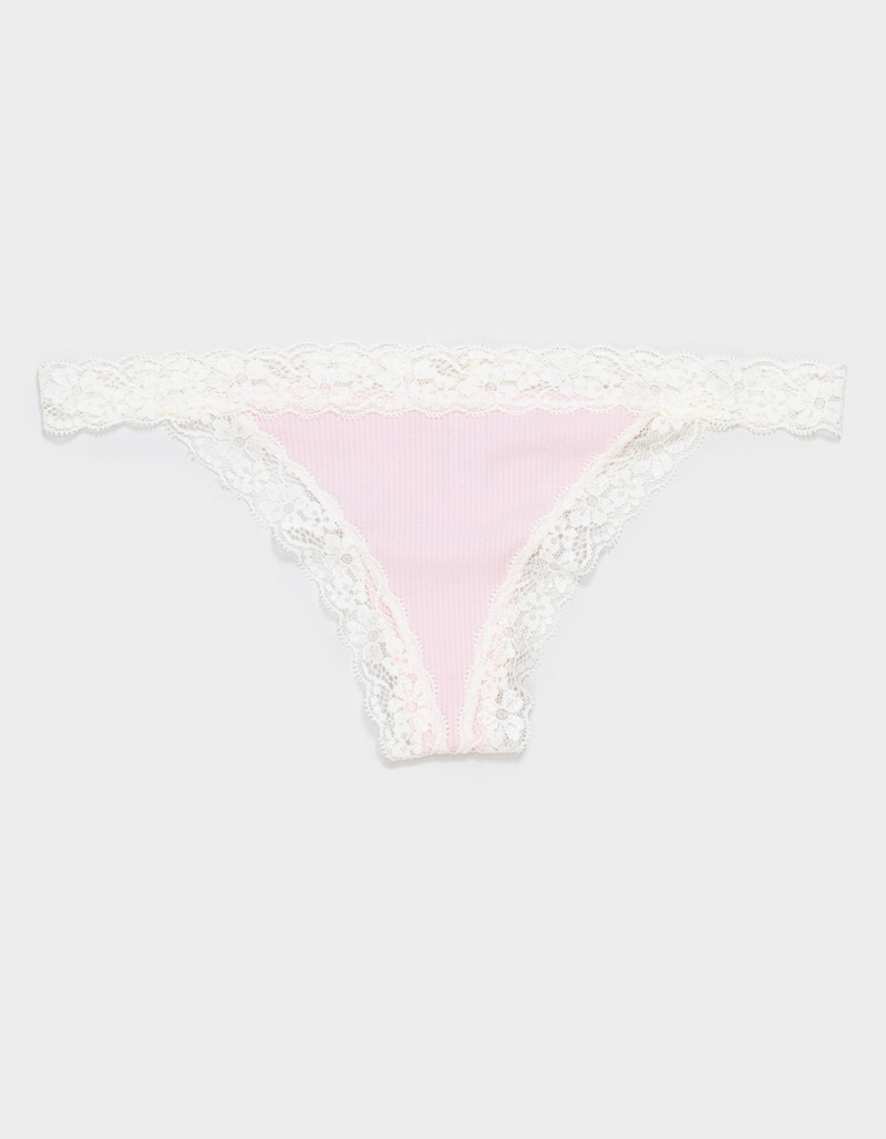 FULL TILT Rib Lace Trim Thong image number 0