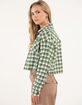 RSQ Womens Plaid Raw Hem Crop Shacket image number 2