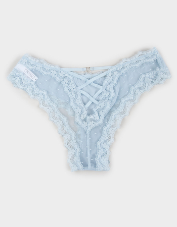 FULL TILT Polka Dot Mesh Back Lace Trim Thong Alternative Image