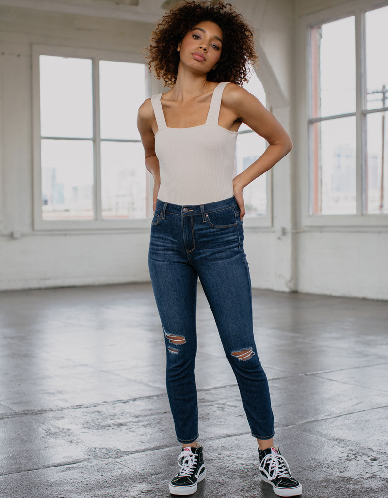 RSQ High Rise Ankle Dark Blast Womens Skinny Ripped Jeans image number 0