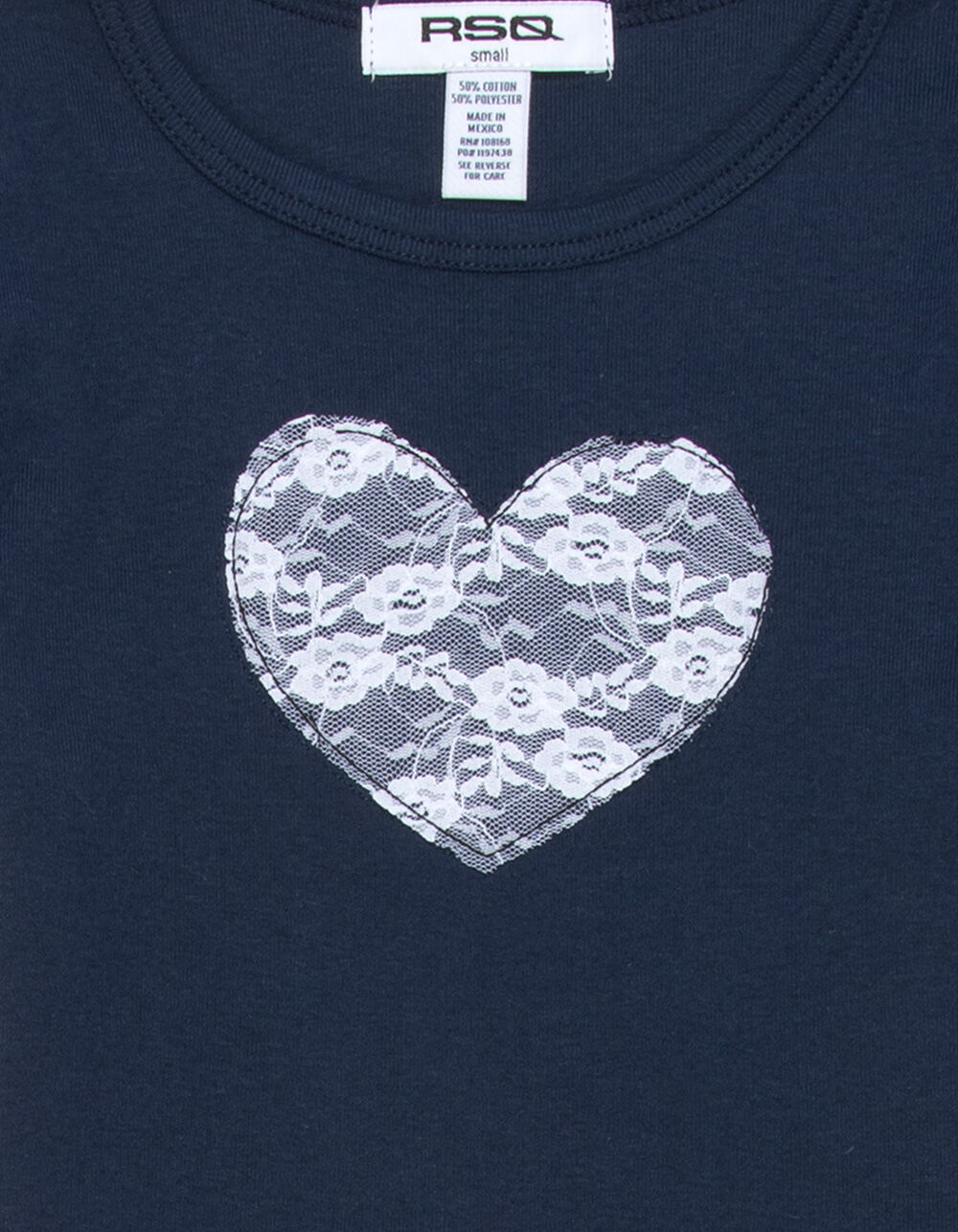 RSQ Girls Lace Heart Tee - NAVY | Tillys