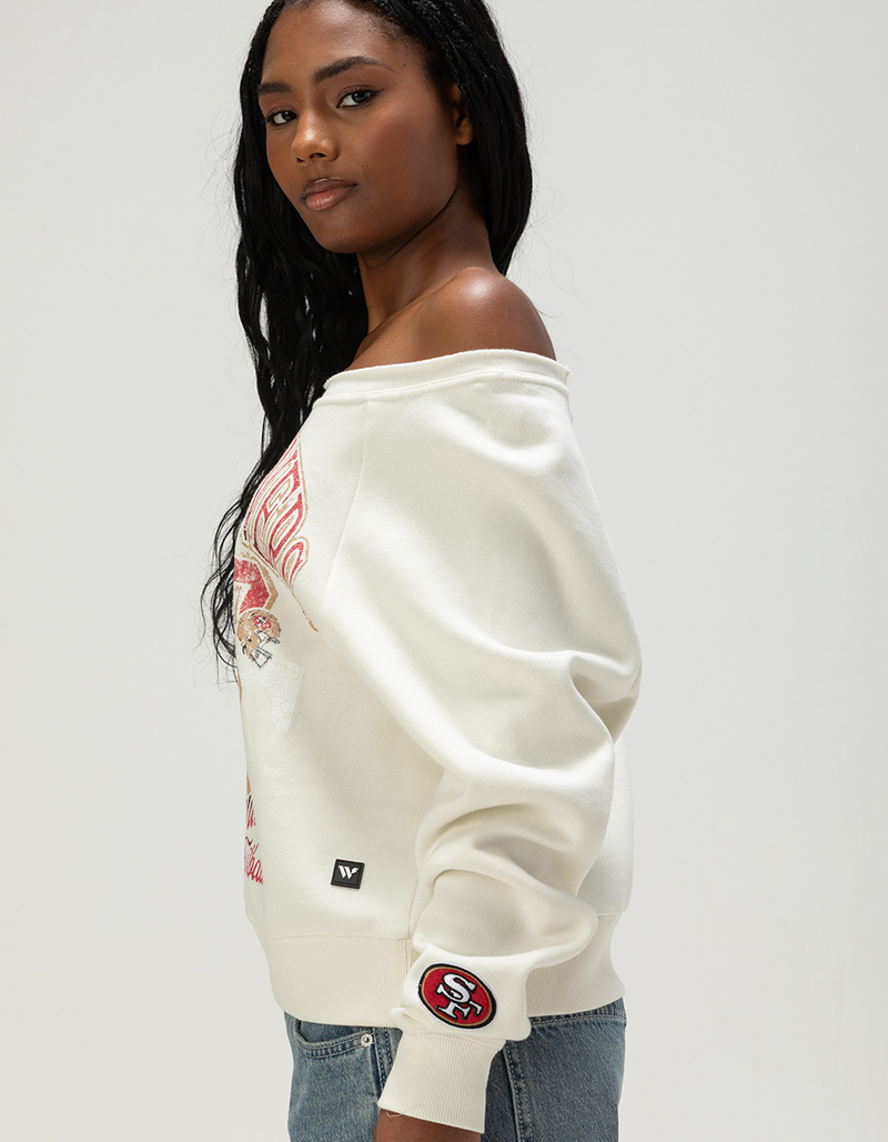 THE WILD COLLECTIVE San Francisco 49ers Womens Off The Shoulder Sweatshirt image number 2
