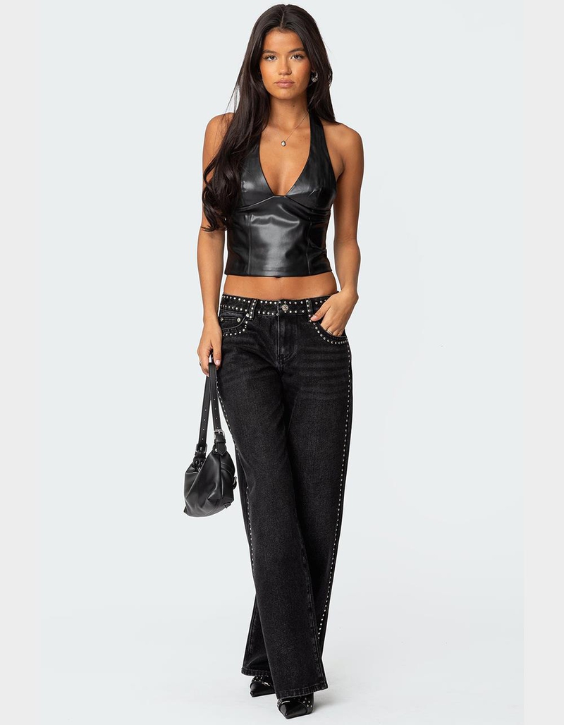 EDIKTED Tana Faux Leather Halter Top image number 4