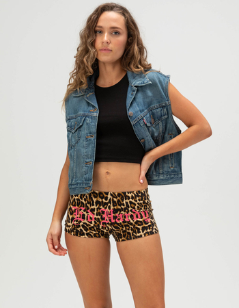 ED HARDY Heart Wing Womens Leopard Mini Shorts Primary Image